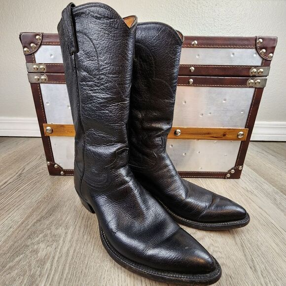 Justin Cowboy Western Leather Boots size 8.5 - Picture 1 of 11